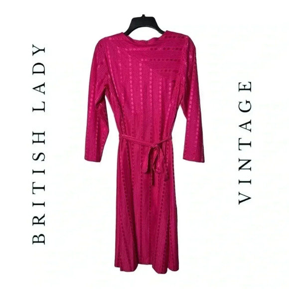 1444. VINTAGE BRITISH LADY MIDI LENGTH DRESS SIZE 16 1/2 SEE MEASUREMENTS POLKA‎ - Picture 1 of 9